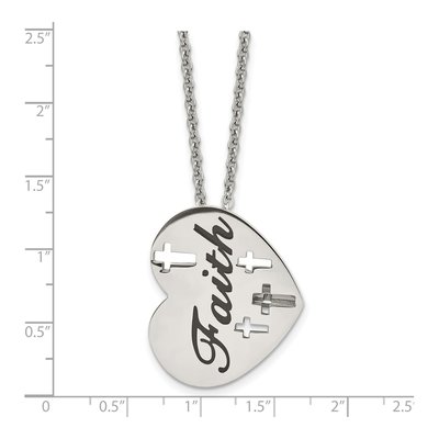 Stainless Steel Faith Heart Cross Pendant Necklace – view 6