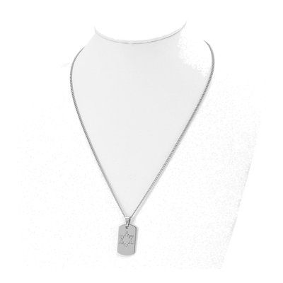 Stainless Steel CZ Star of David Dog Tag Necklace – view 5