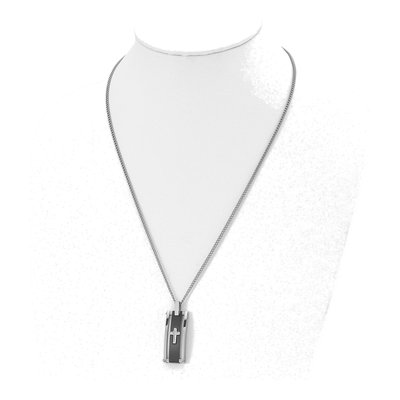 Black Stainless Steel CZ Cross Pendant Necklace – view 5