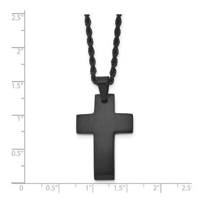 Black Stainless Steel Black Cross Pendant Necklace – view 4