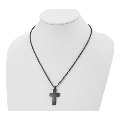 Black Stainless Steel Black Cross Pendant Necklace – view 5