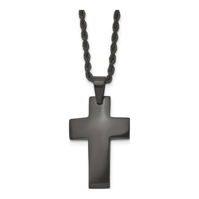 Black Stainless Steel Cross Pendant Necklace