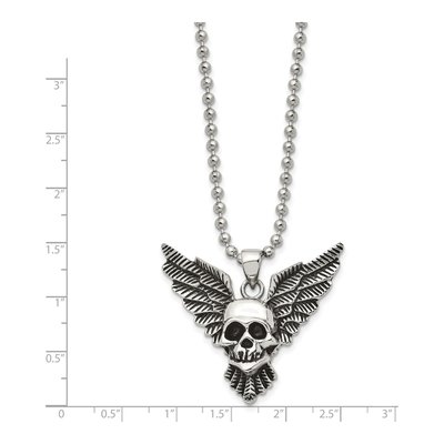 Stainless Steel Skull Wings Pendant Necklace – view 4