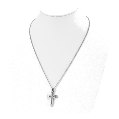 Stainless Steel CZ Cross Pendant Necklace – view 5