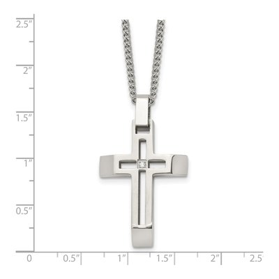 Stainless Steel CZ Cross Pendant Necklace – view 6