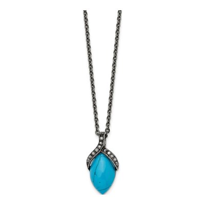 Stainless Steel Turquoise Pendant Necklace – view 4