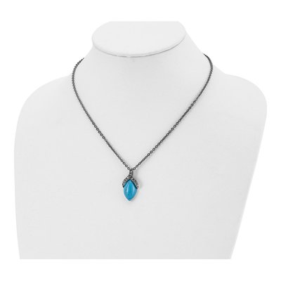 Stainless Steel Turquoise Pendant Necklace – view 5