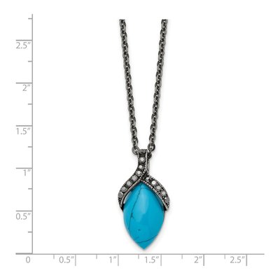 Stainless Steel Turquoise Pendant Necklace – view 6