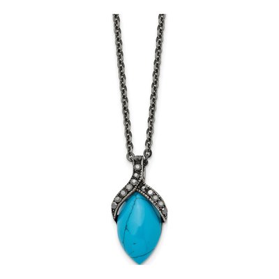 Stainless Steel Turquoise Pendant Necklace
