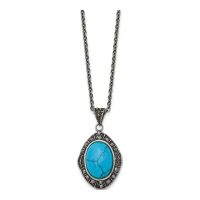 Stainless Steel Turquoise Pendant Necklace – view 4