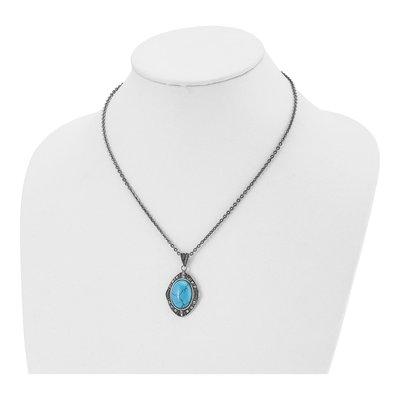 Stainless Steel Turquoise Pendant Necklace – view 5
