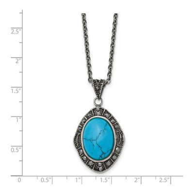 Stainless Steel Turquoise Pendant Necklace – view 6