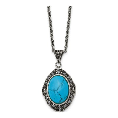 Stainless Steel Turquoise Pendant Necklace
