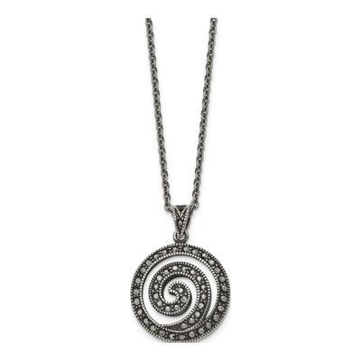 Stainless Steel Marcasite Swirl Pendant Necklace – view 4