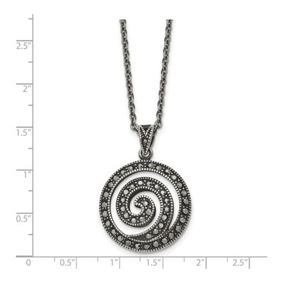 Stainless Steel Marcasite Swirl Pendant Necklace – view 6