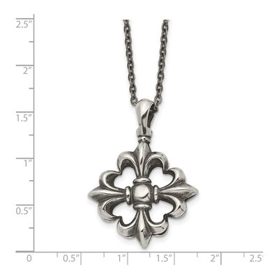 Stainless Steel Fleur de Lis Pendant Necklace – view 4