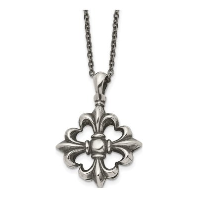 Stainless Steel Fleur de Lis Pendant Necklace