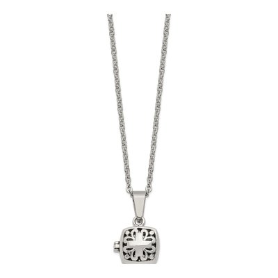 Stainless Steel Prayer Box Pendant Necklace
