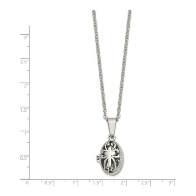 Stainless Steel Oval Prayer Box Pendant Necklace – view 5