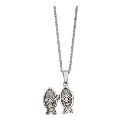 Stainless Steel Fish Prayer Box Pendant Necklace – view 4
