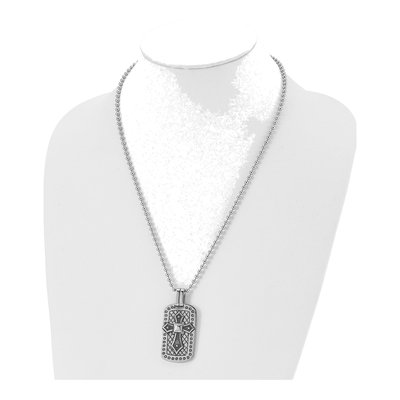 Stainless Steel Cross Dog Tag Pendant Necklace – view 5