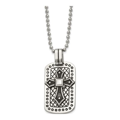 Stainless Steel Cross Dog Tag Pendant Necklace