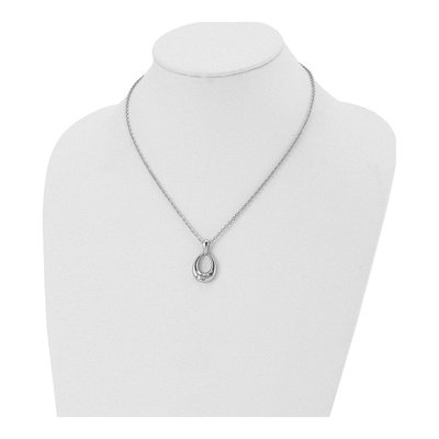 Stainless Steel CZ Teardrop Pendant Necklace – view 5
