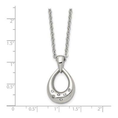 Stainless Steel CZ Teardrop Pendant Necklace – view 6