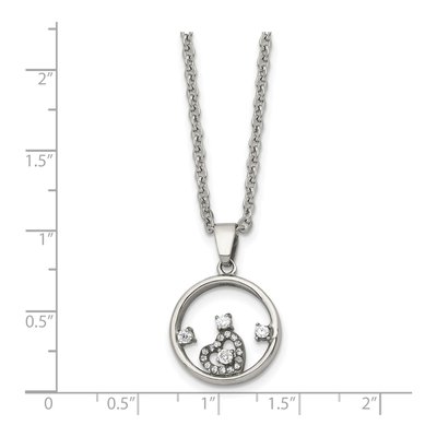 Stainless Steel CZ Circle Heart Pendant Necklace – view 6