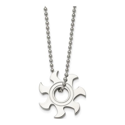 Stainless Steel Sun Burst Pendant Necklace