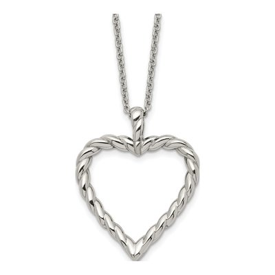 Stainless Steel Twisted Heart Pendant Necklace