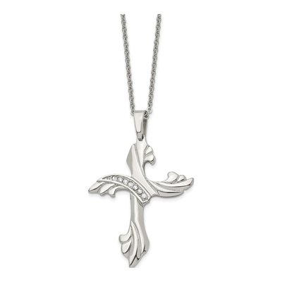 Stainless Steel CZ Cross Pendant Necklace – view 4