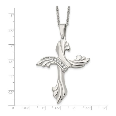 Stainless Steel CZ Cross Pendant Necklace – view 6