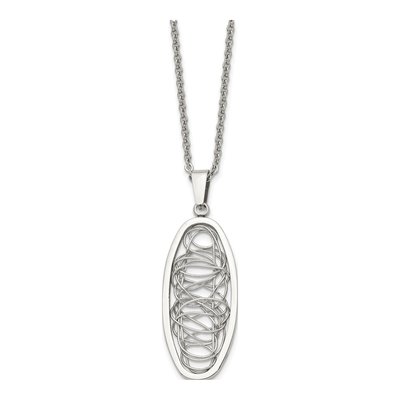 Stainless Steel Oval Wire Pendant Necklace – view 4