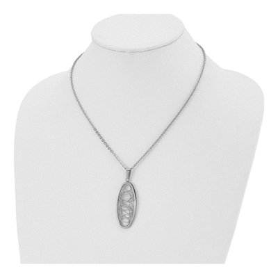 Stainless Steel Oval Wire Pendant Necklace – view 5
