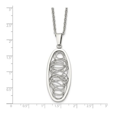 Stainless Steel Oval Wire Pendant Necklace – view 6