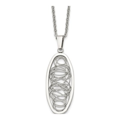 Stainless Steel Oval Wire Pendant Necklace