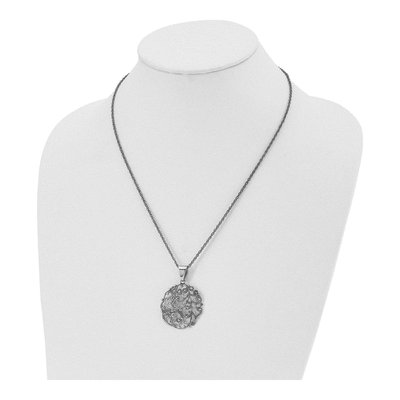 Stainless Steel Crystal Marcasite Circle Pendant Necklace – view 5