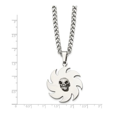 Stainless Steel Skull Saw Blade Pendant Necklace – view 4