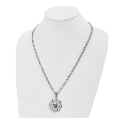 Stainless Steel Skull Saw Blade Pendant Necklace – view 5