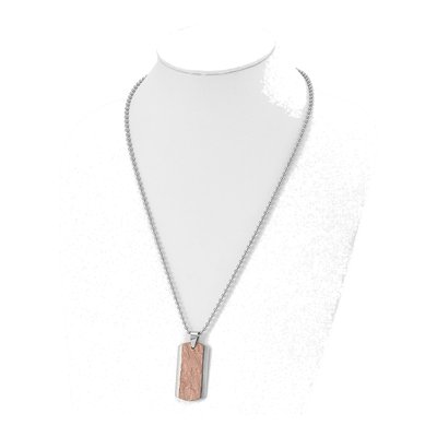 Stainless Steel Brown IP Dog Tag Pendant Necklace – view 5