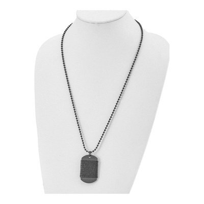 Black Stainless Steel Black Dog Tag Leather Pendant Necklace – view 5