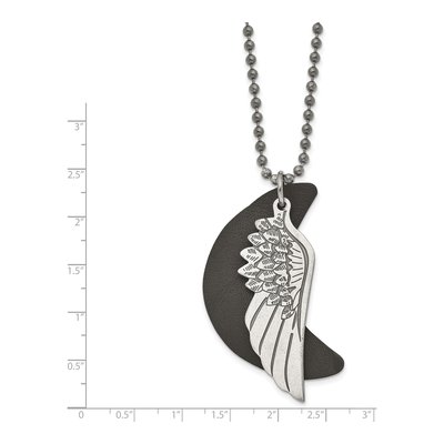 Black Stainless Steel Wing Pendant Necklace – view 4
