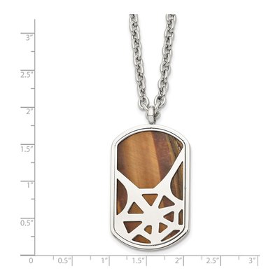 Stainless Steel Tiger's Eye Dog Tag Pendant Necklace – view 6