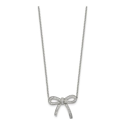 Stainless Steel Crystal Bow Necklace – view 4