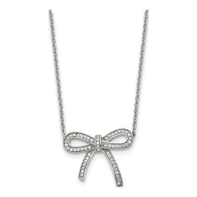 Stainless Steel Crystal Bow Necklace