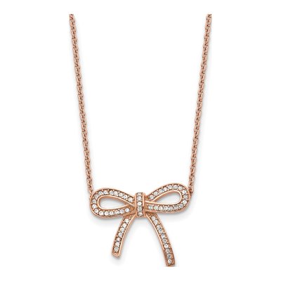 Stainless Steel Crystal Bow Necklace