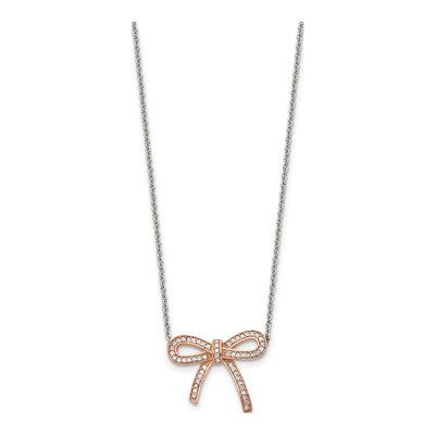Stainless Steel Crystal Bow Necklace – view 4
