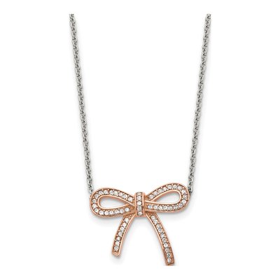 Stainless Steel Crystal Bow Necklace