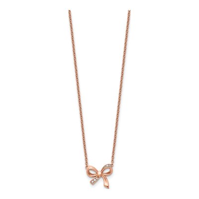 Stainless Steel CZ IP Bow Necklace – view 4